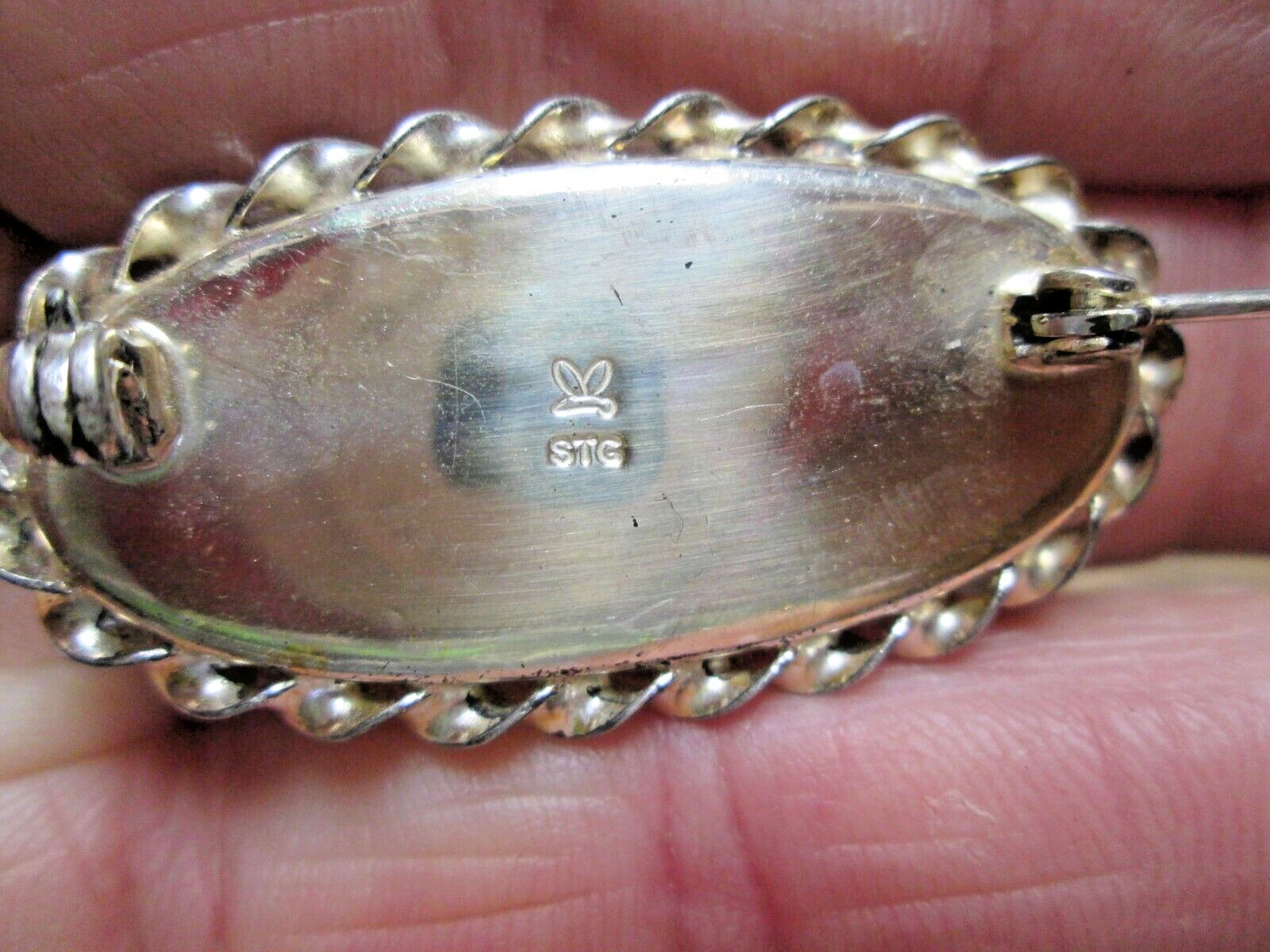 Vintage Ataahua Sterling Silver Broach Fiery Abalone Shell