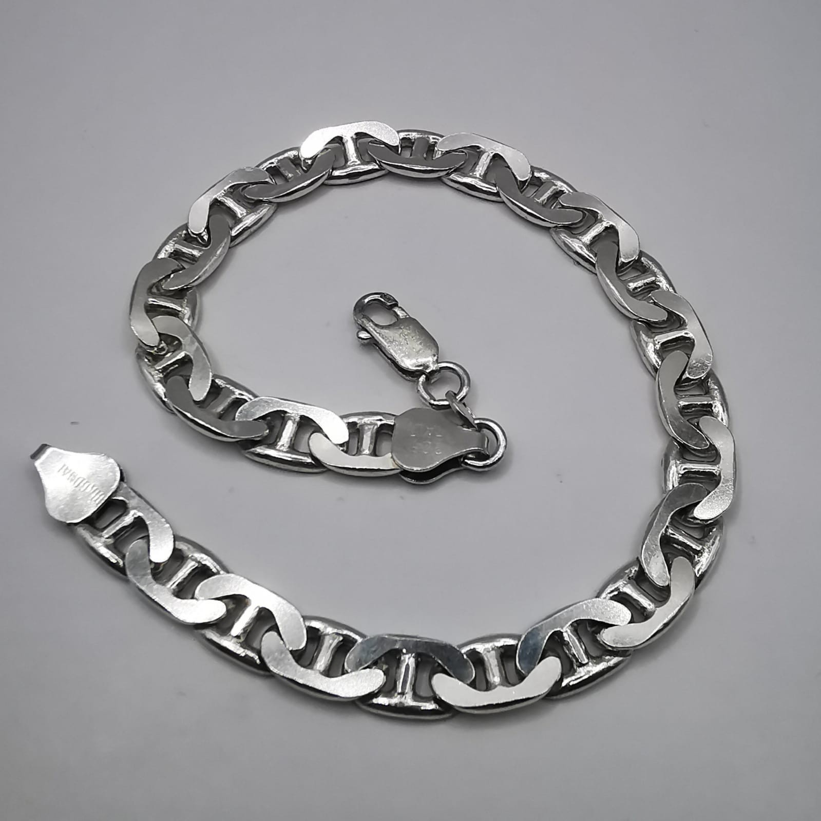 925 Italy Sterling Silver Vintage Mariner Anchor Link Bracelet Heavy Chain