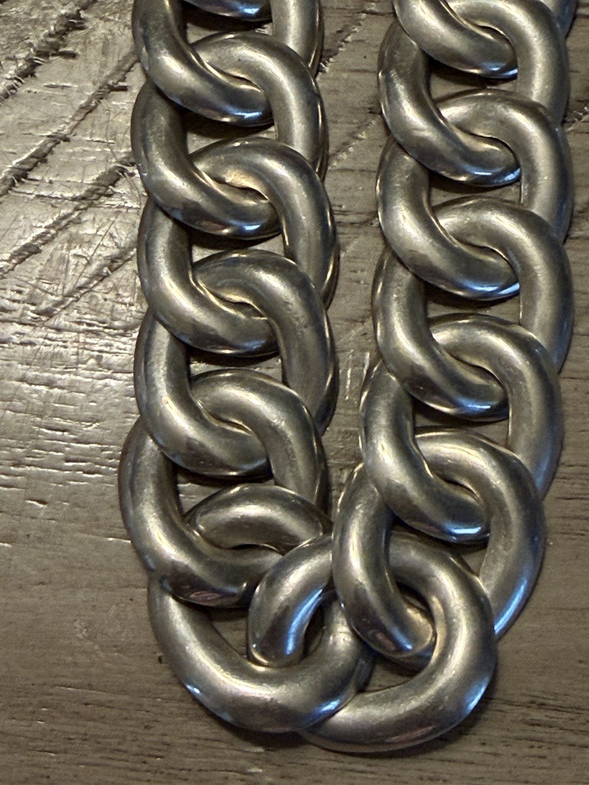 Large Vintage 925 Mexican Taxco Modernist Sterling Silver Curb Link Necklace