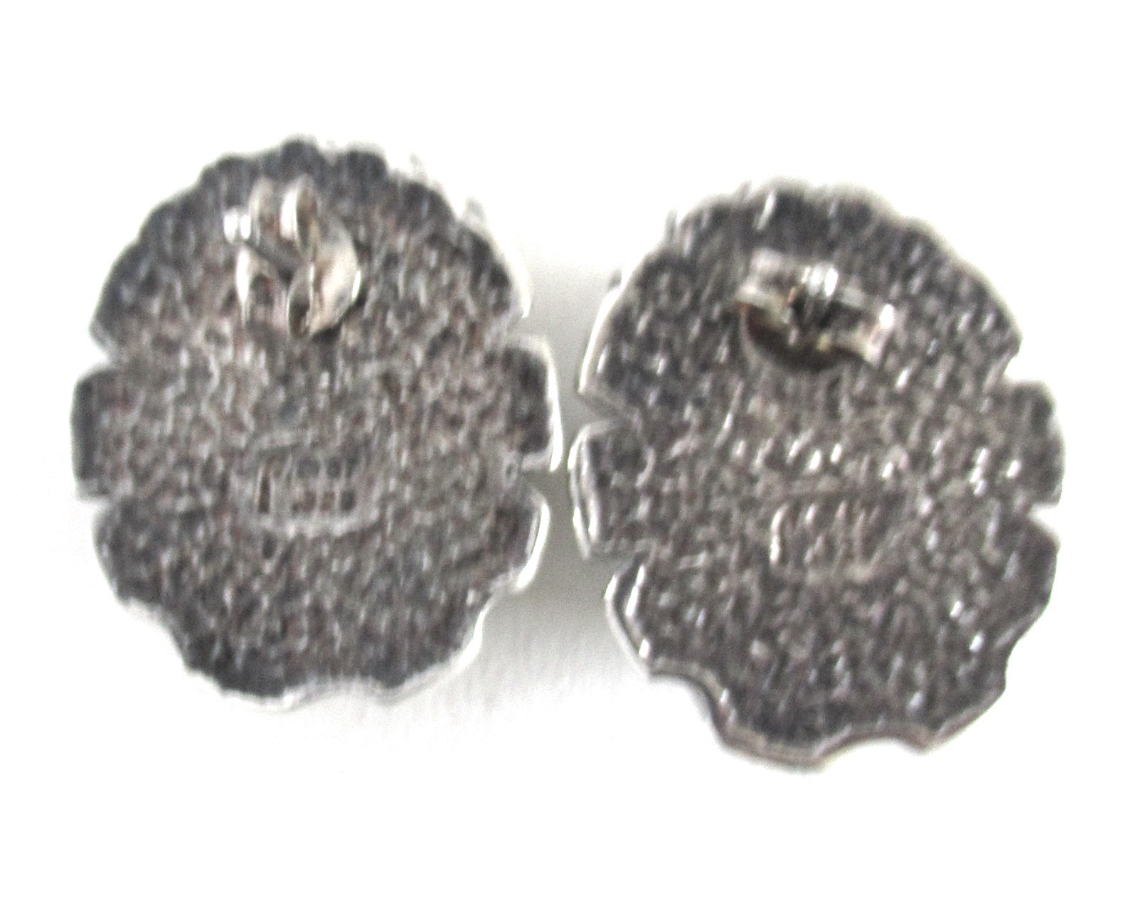 VINTAGE CAROL FELLEY STERLING STUD EARRINGS w LIME GREEN STONE, .91 INCH, 13 GRM