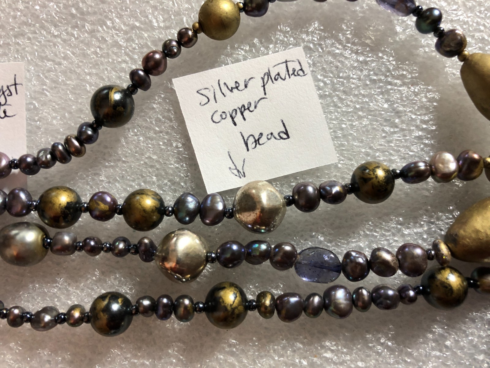Genuine Pearl Endless Strand Necklace Peacock Metallic Natural Gemstones 94 8484