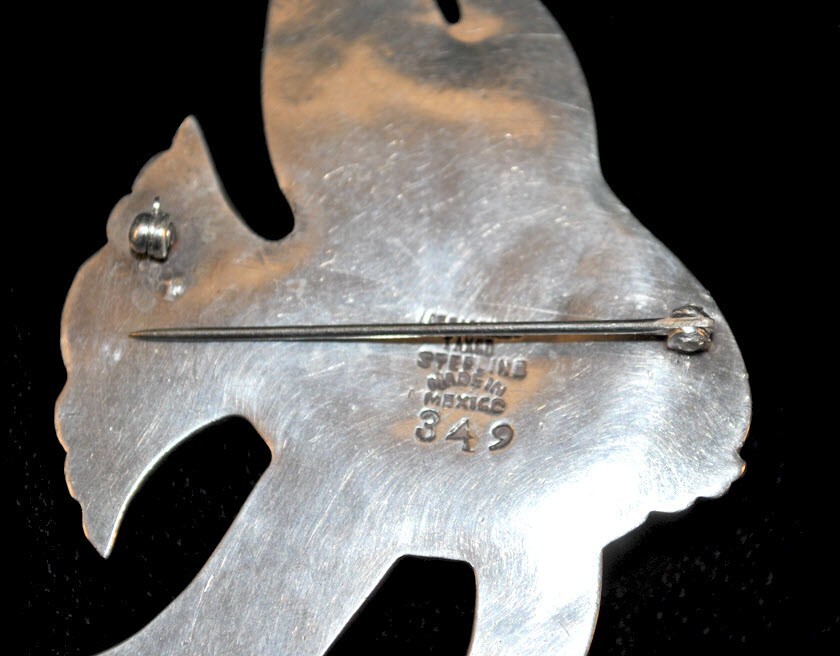 CIRCA 1950 LOS CASTILLO TAXCO MEXICO STERLING BROOCH ANGEL FISH 349 RARE