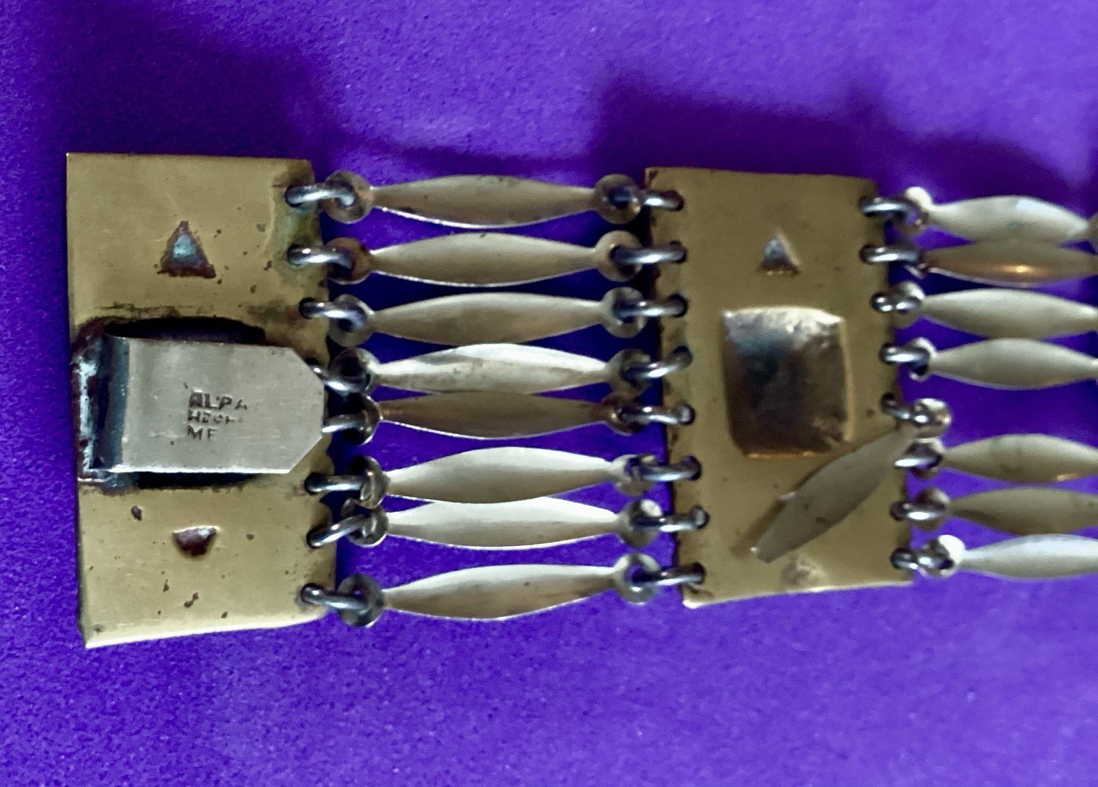 VTG Signed Alpaca~MEXICO~Brass, Silver Tone, Abalone Jewelry Lot~REPAIR or PARTS