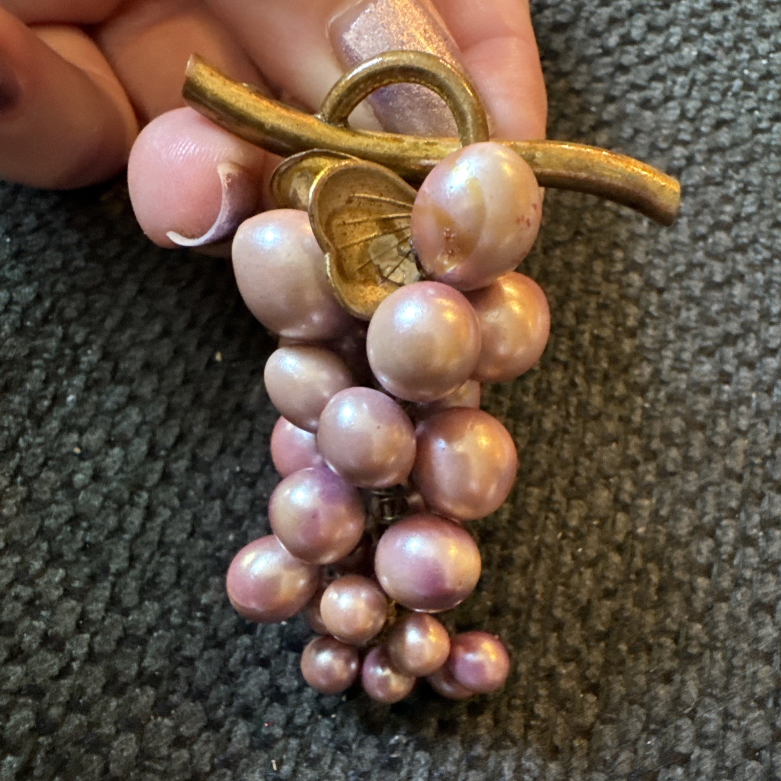 Vintage Brooch-Bunch Of Grapes-Faux Pearls