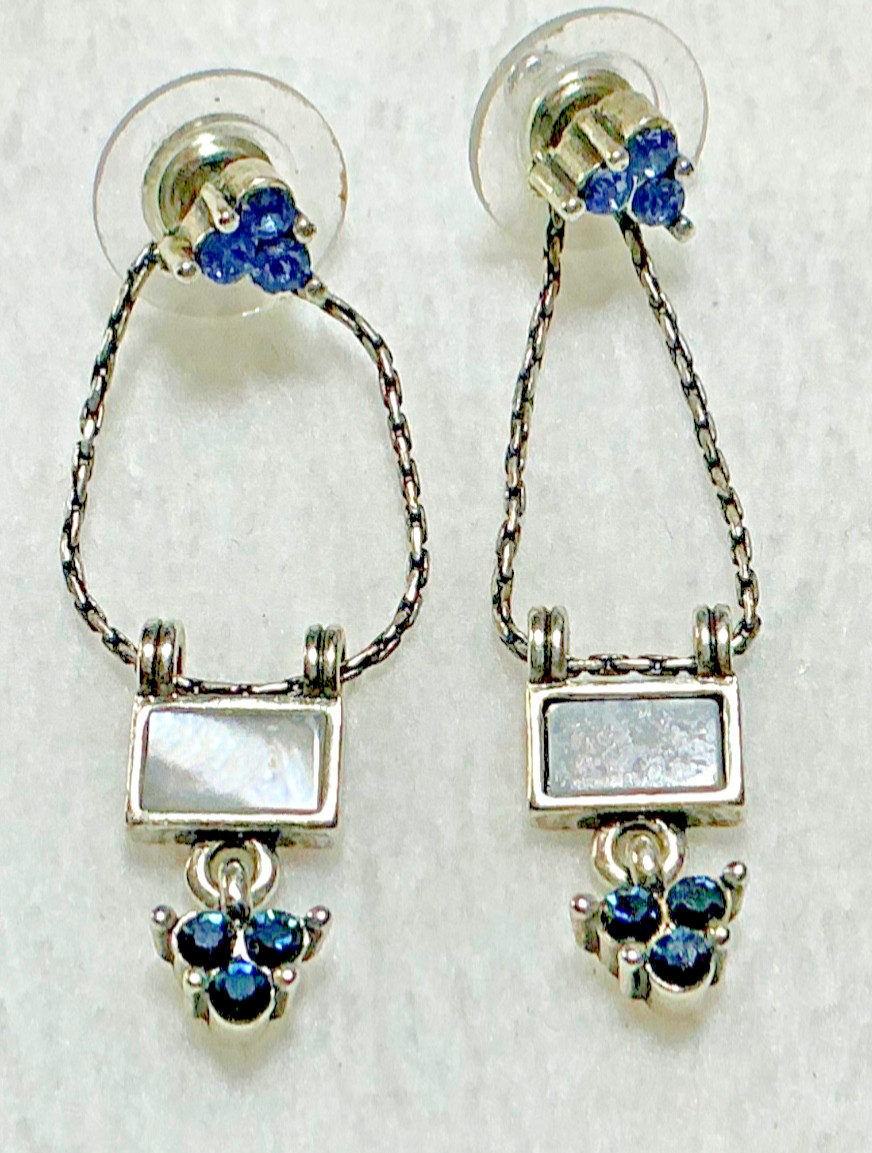 Vintage Silver Tone Drop Post Earring Lot, Napier Mother of Pearl/Abalone