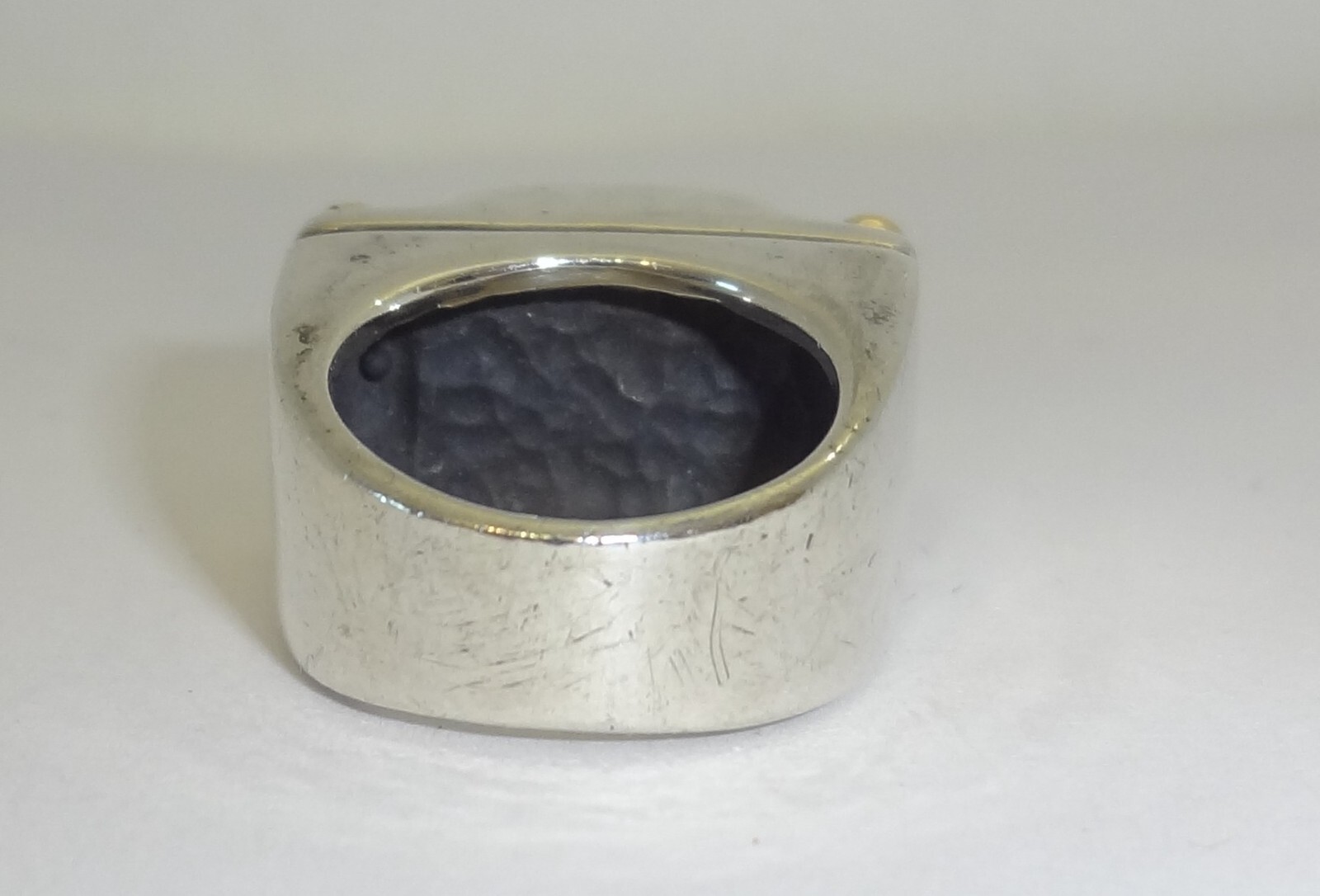 DIAN MALOUF 14K Yellow Gold Sterling Silver Turquoise Ring Size 5.25