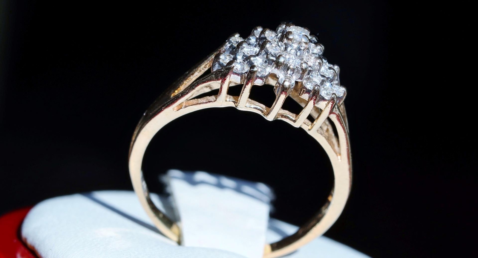 14k yellow gold ring 0.35ct diamond sz 8.5 antique handmade 3.3g Exquisite N2592