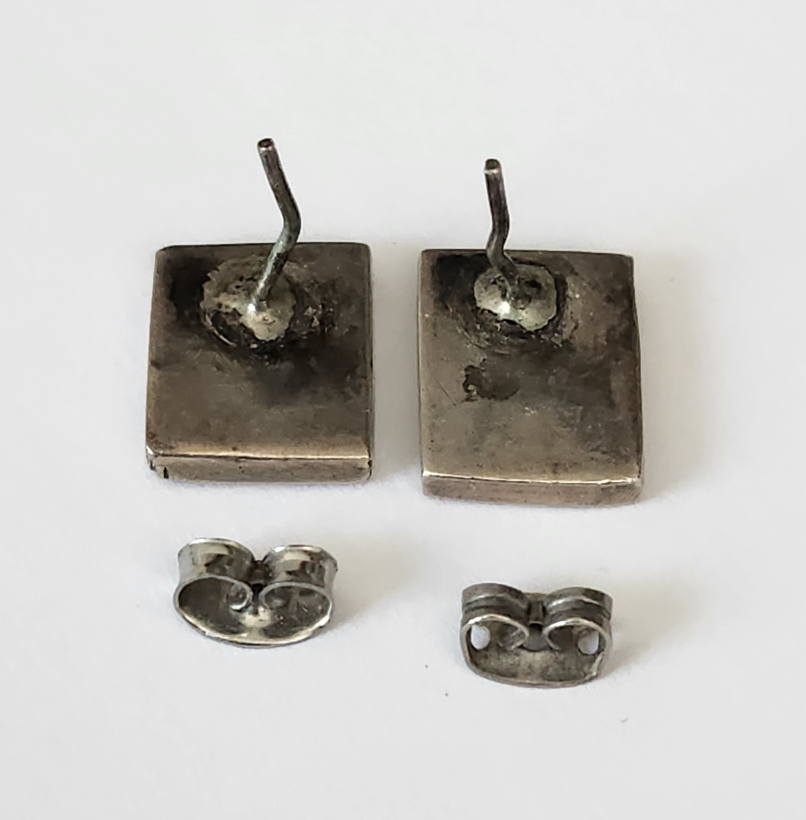 Sterling Silver Turquoise Chip Inlay Stud Post Earrings Native American