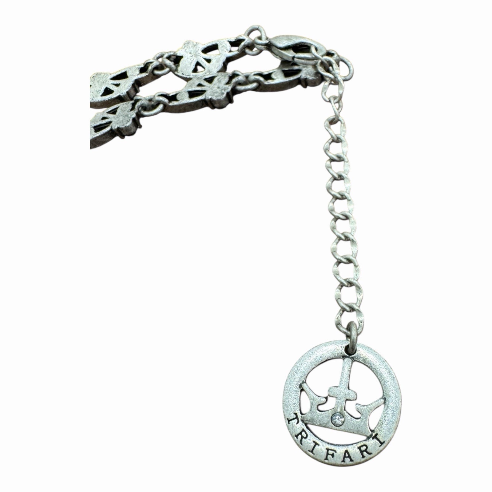 Crown Trifari Necklace Silver Tone With Marcasite 15.5 in – 17.5 in Adjustable