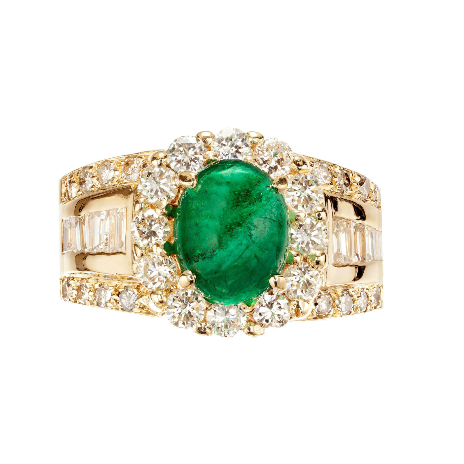 GIA Certified 2.80 Carat Emerald Diamond Gold Cocktail Ring