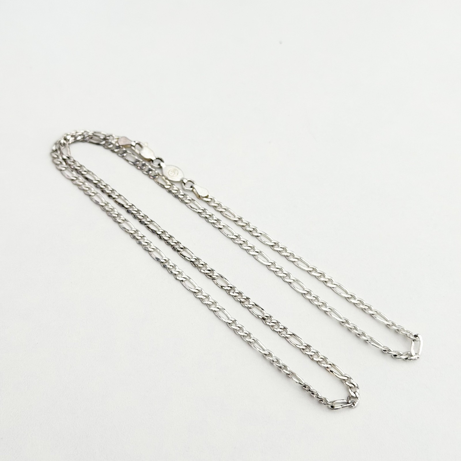 925 Italy Sterling Silver Vintage Figaro Chain Link Necklace 24″