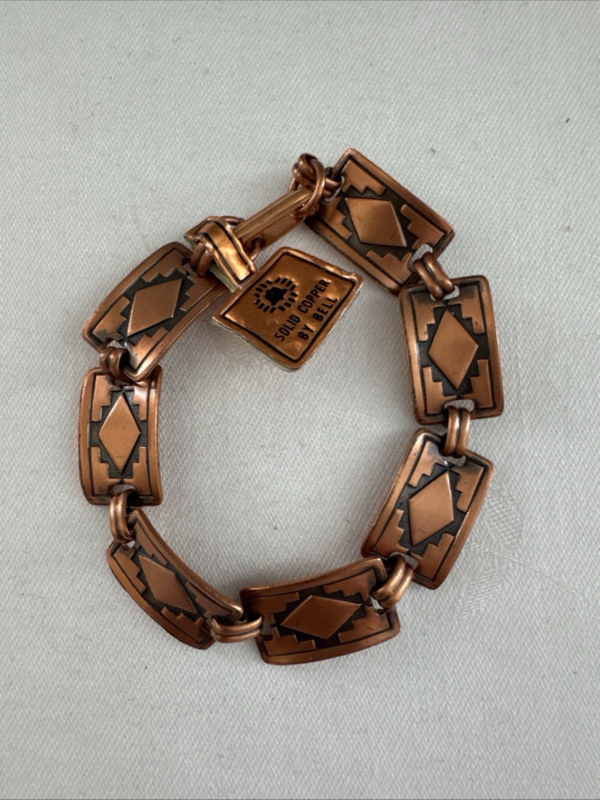 Vintage Bell Trading Post Solid Copper Bracelet Southwestern Geometric 1950s-Tag