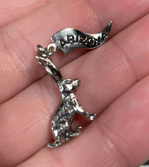 Arizona Jakalope rabbit silver tone charm for bracelet collectible souvenir