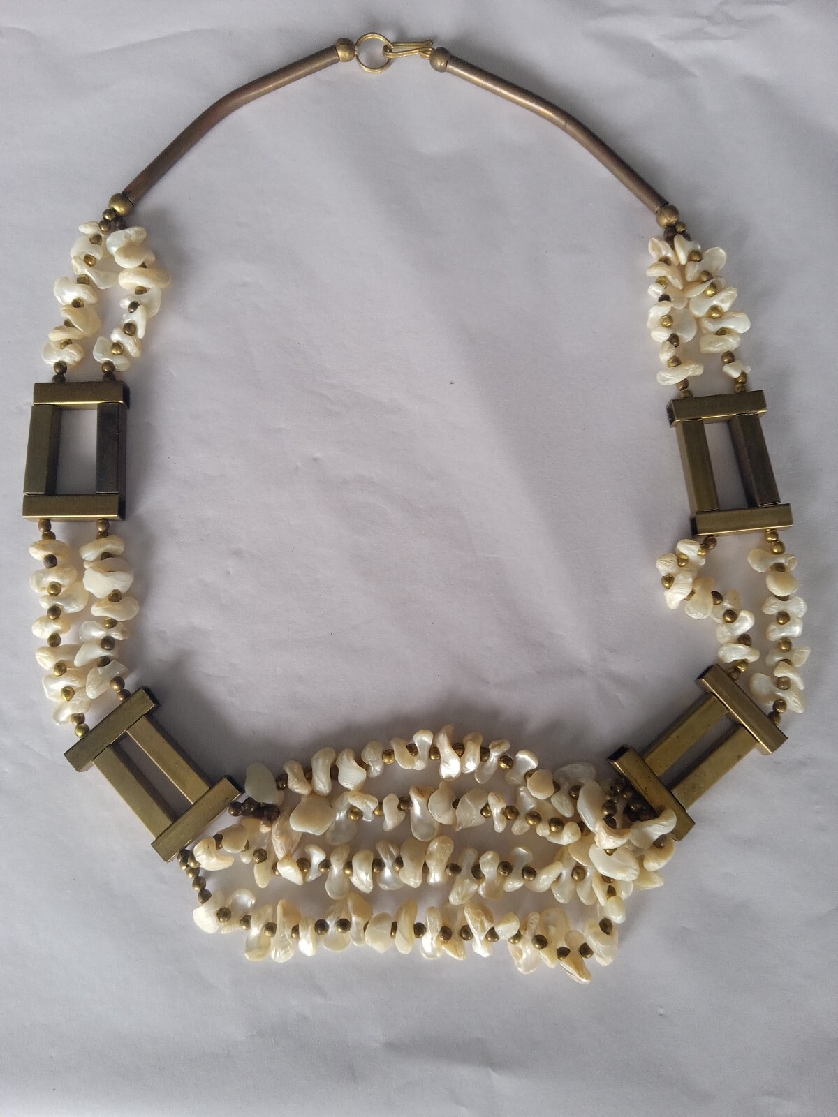Vintage bronze and shell necklace Statement piece. See photos