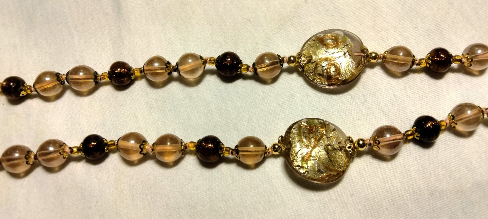 Vintage Venetian Sommerso Foil Fancy Glass Beads Beaded Necklace