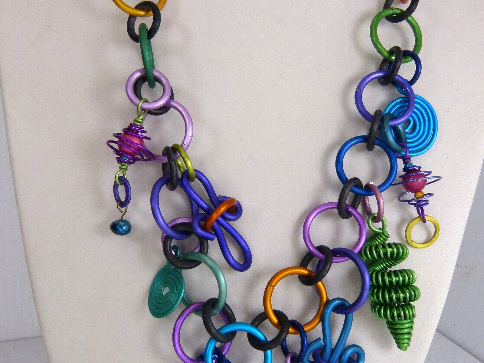 Vintage Multi Color Anodized Aluminum Necklace Estate Find ! Spada ??