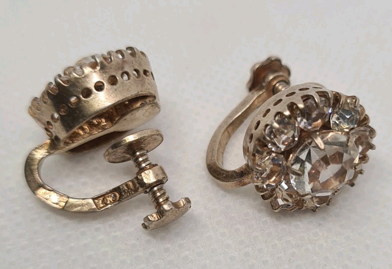 Rare Vintage Earrings, Clips Silver 875 USSR gilt 1927-1955