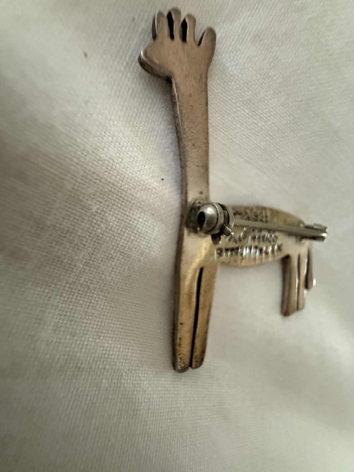 Signed Los Castillo Cristina Taxco Sterling Silver Giraffe Brooch *ALEX Mexico
