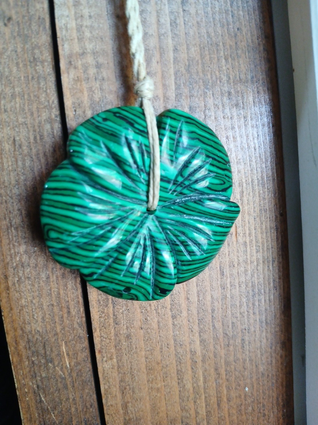 Malachite Necklace Hemp Cord Hippie Boho Travel Wear Friend’s Gift Blemished