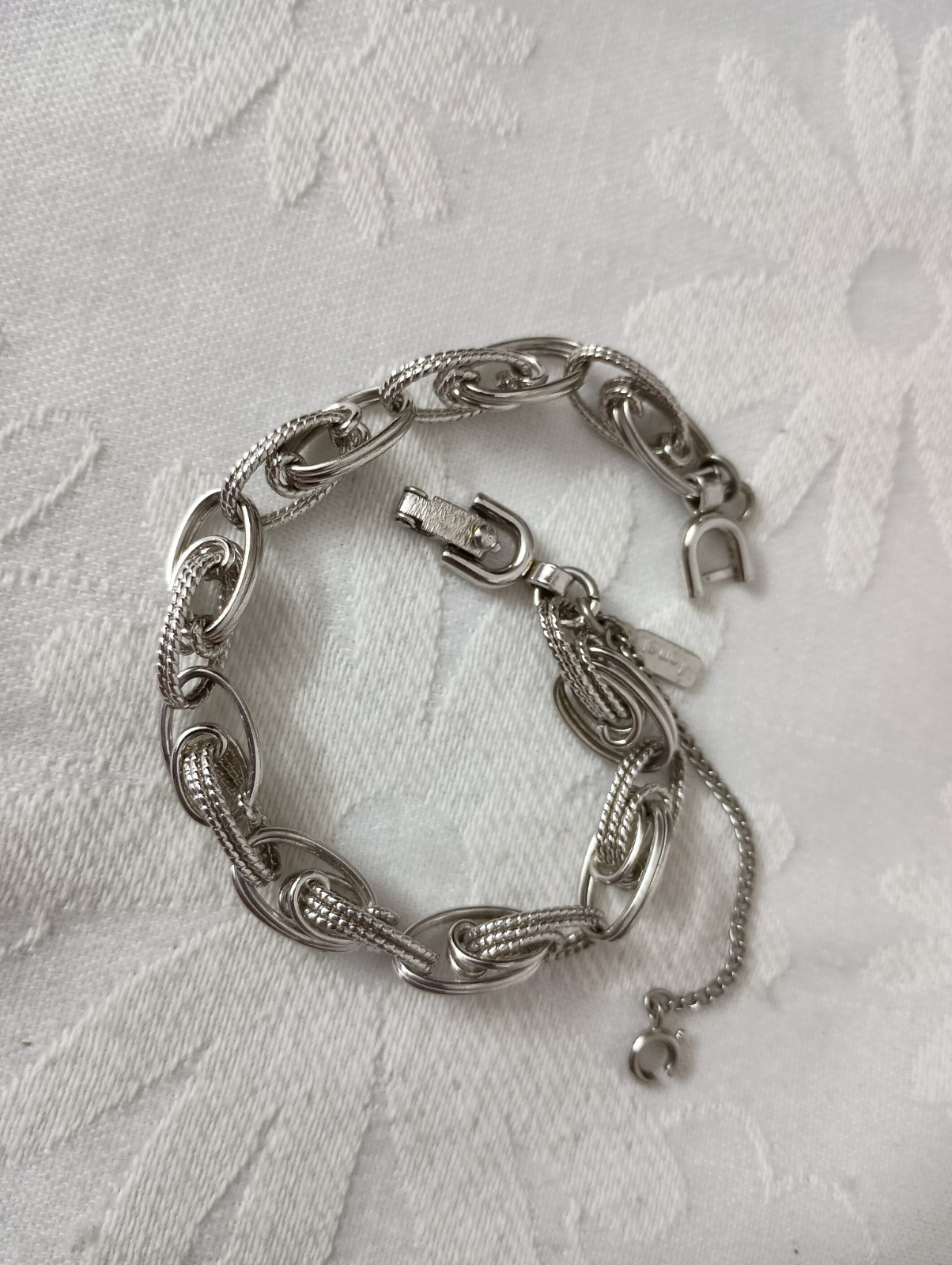 Vintage Monet Silver Plated Chain Link Starter Charm Bracelet