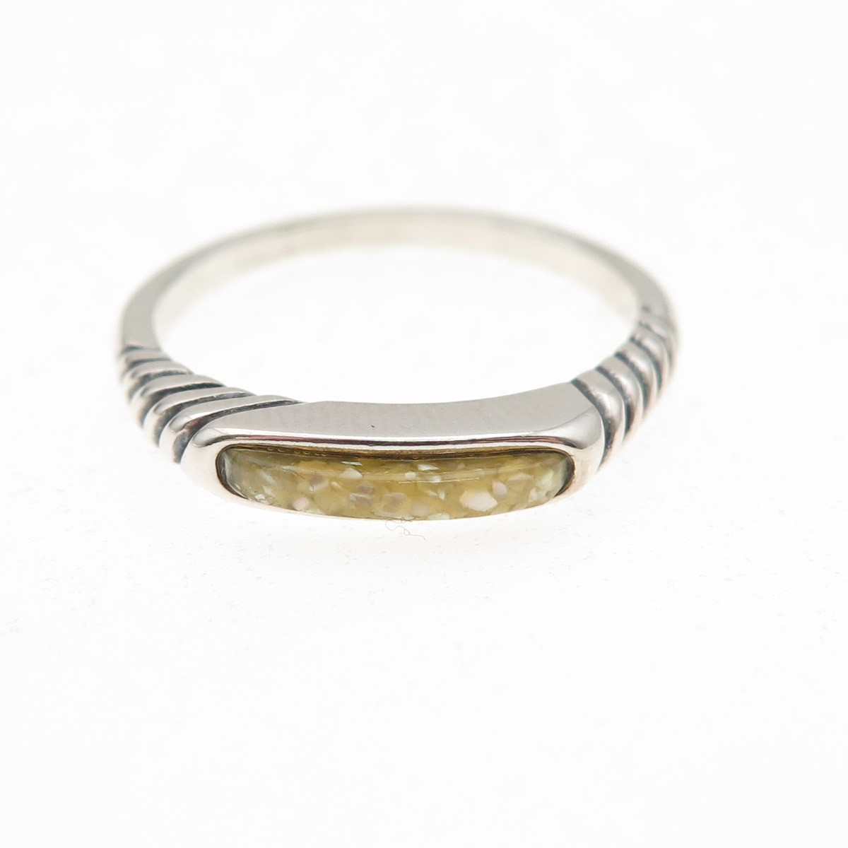 Carolyn Pollack 925 Sterling Silver Vintage Real MOP Inlay Stackable Ring Size 8