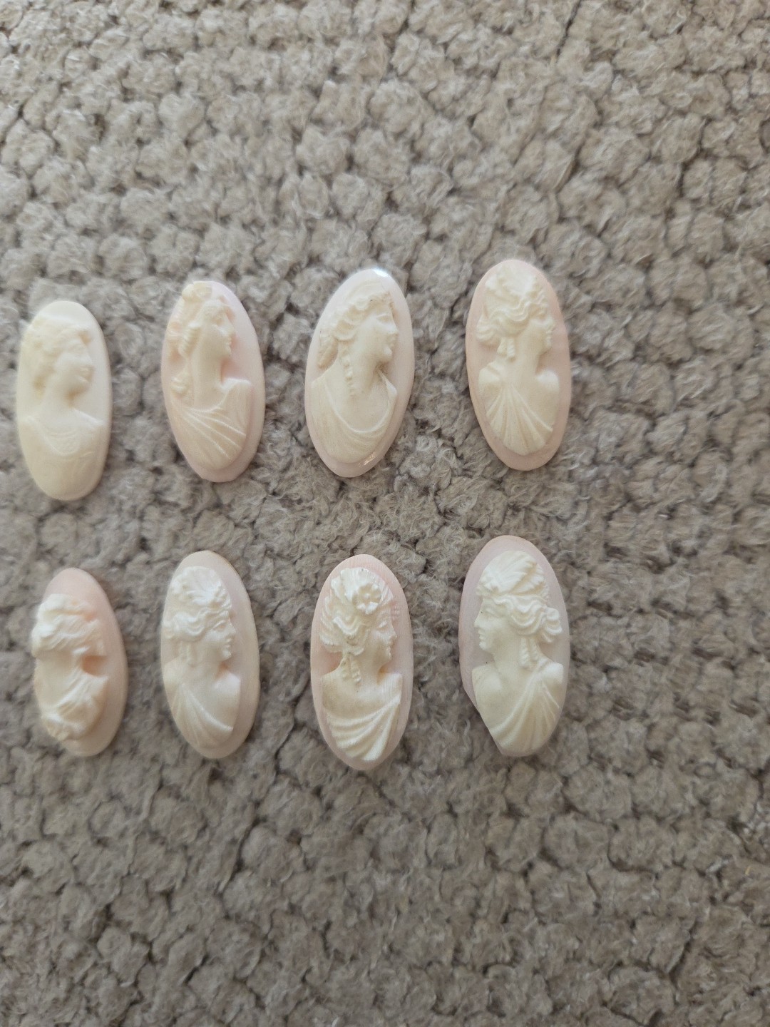 Antique Hand Carved Coral Cameo Woman Portrait 1″ For Jewelry Making 9 Available