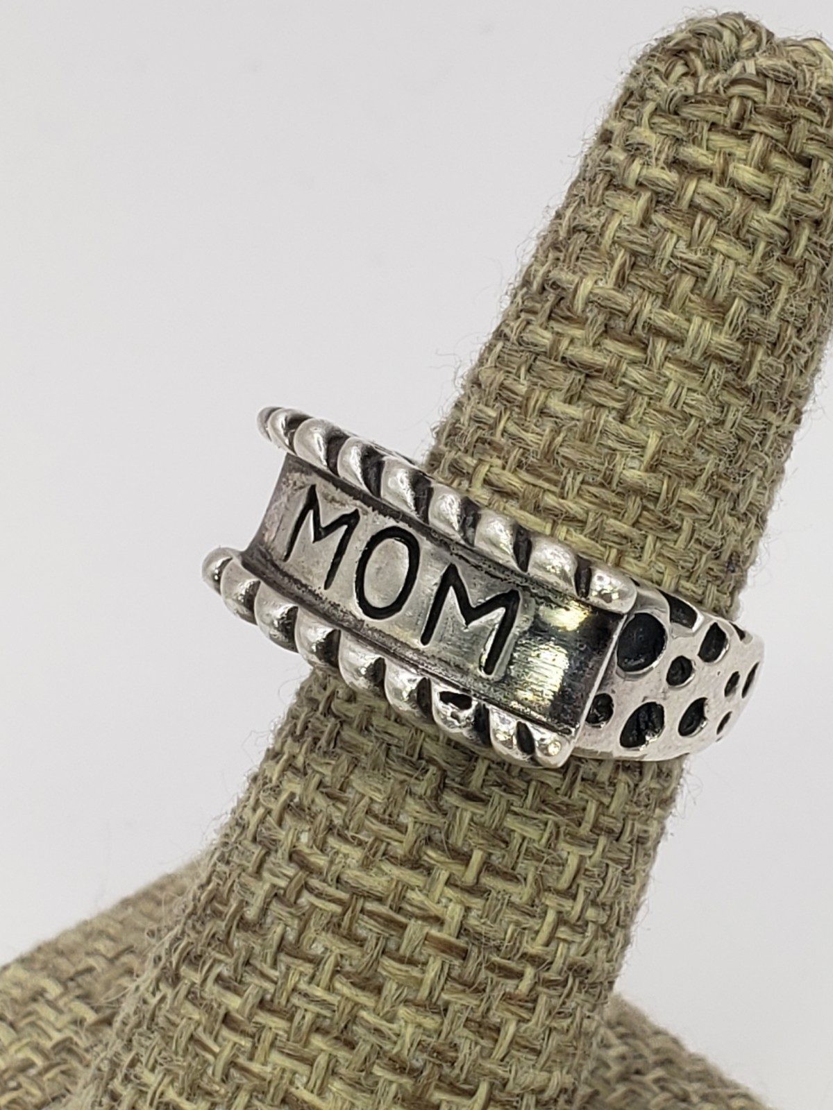 Vintage DLM Dian Malouf Sterling Silver Sailor Tattoo Style MOM Ring Size 5.75