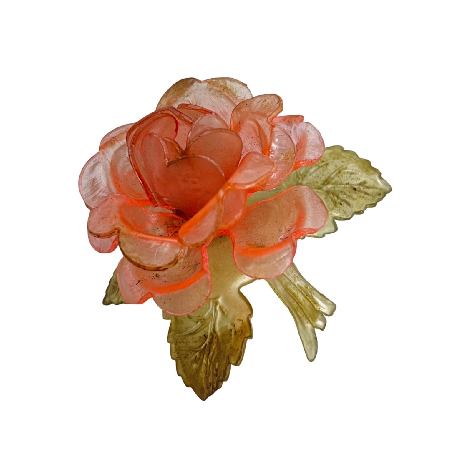 Vintage Pair Of Plastic Flower Brooches With Floral Bouquet & Rose Design (5771)