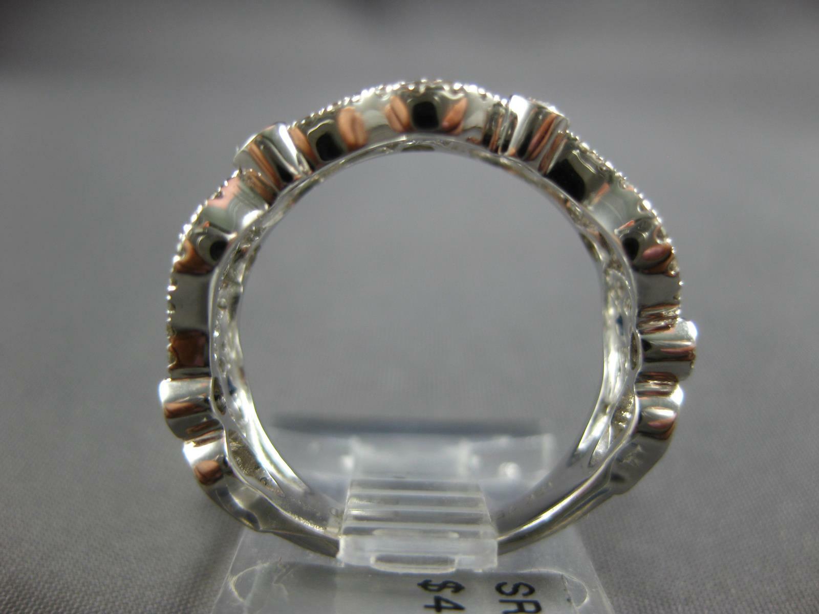 WIDE 1.53CT DIAMOND & AAA SAPPHIRE 18K WHITE GOLD MULTI LEAF 3/4TH ETERNITY RING