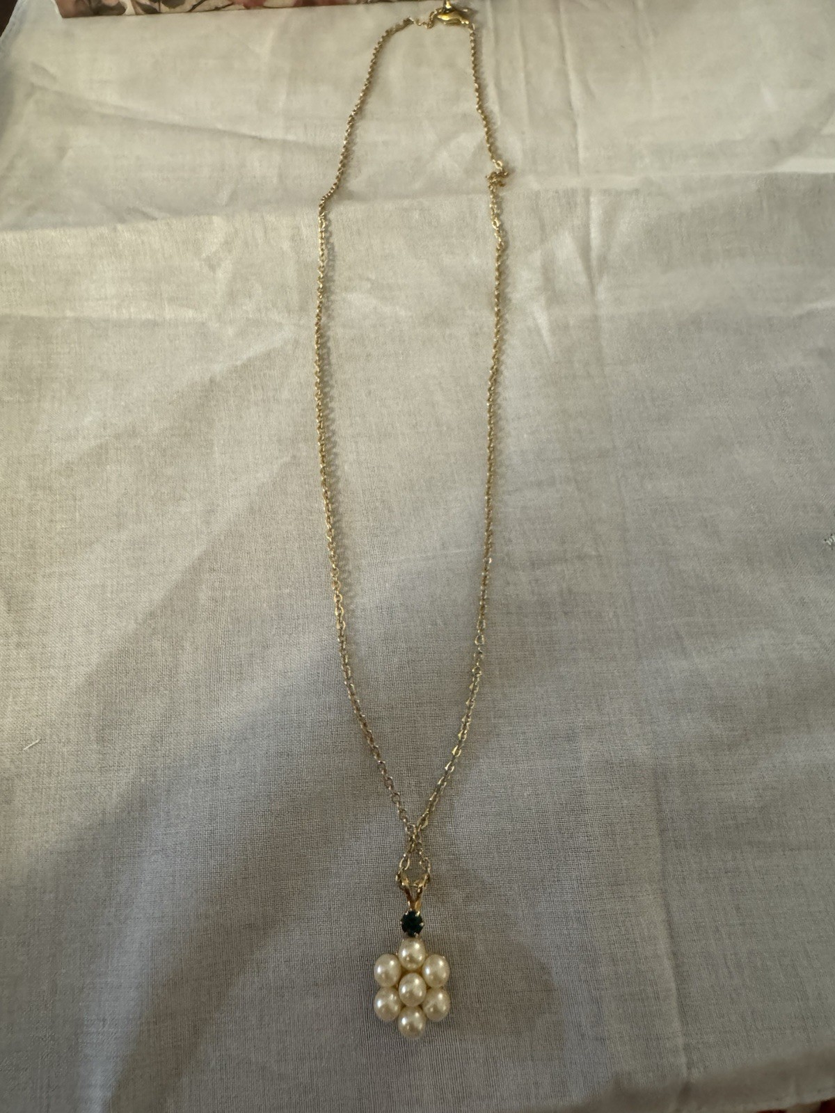 Vintage Avon Pearlesque Necklace and Earrings Set: May Emerald Accent Old Stock