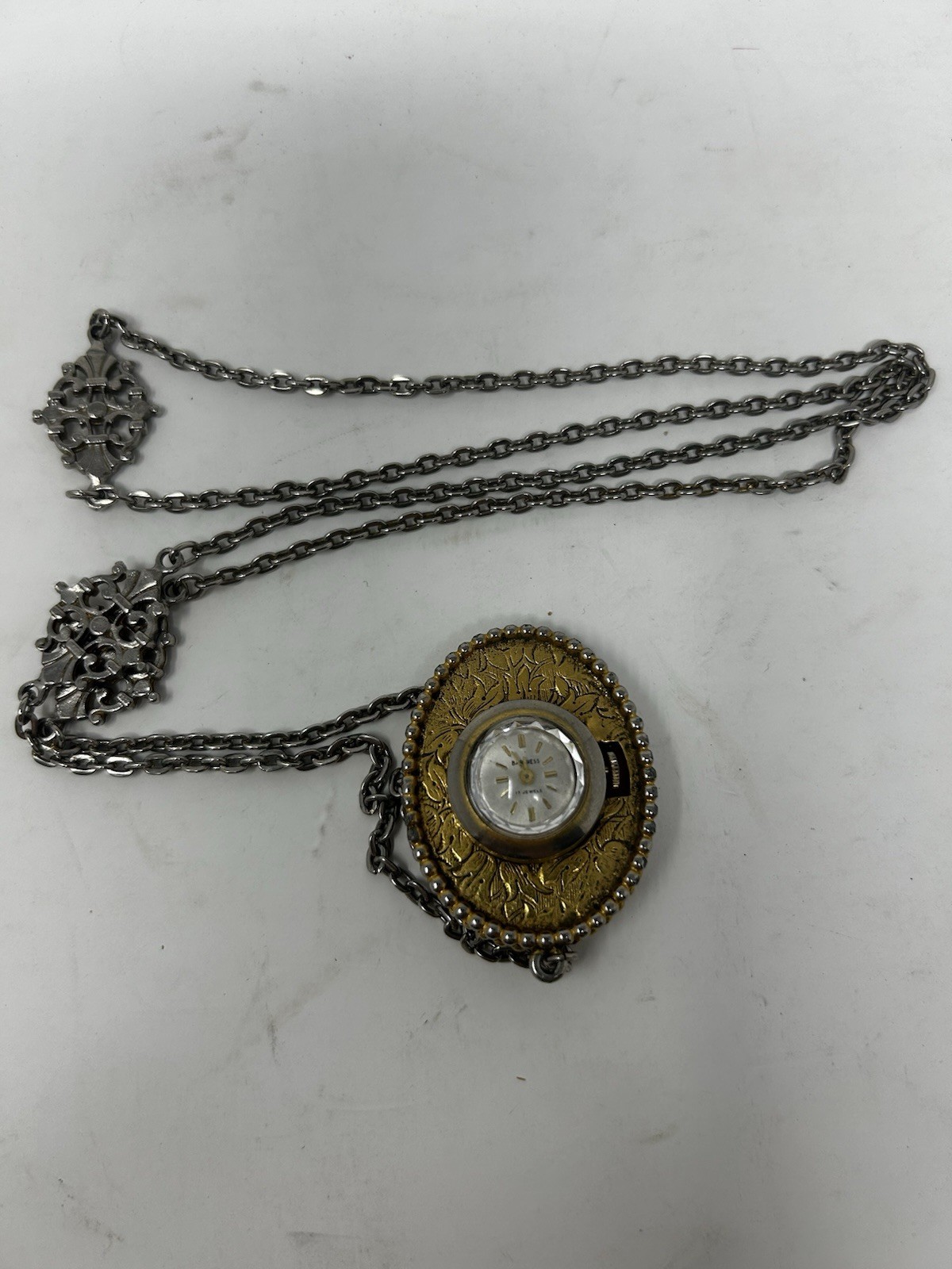 Vintage Baroness Manual Wind Pendant Watch Necklace Untested