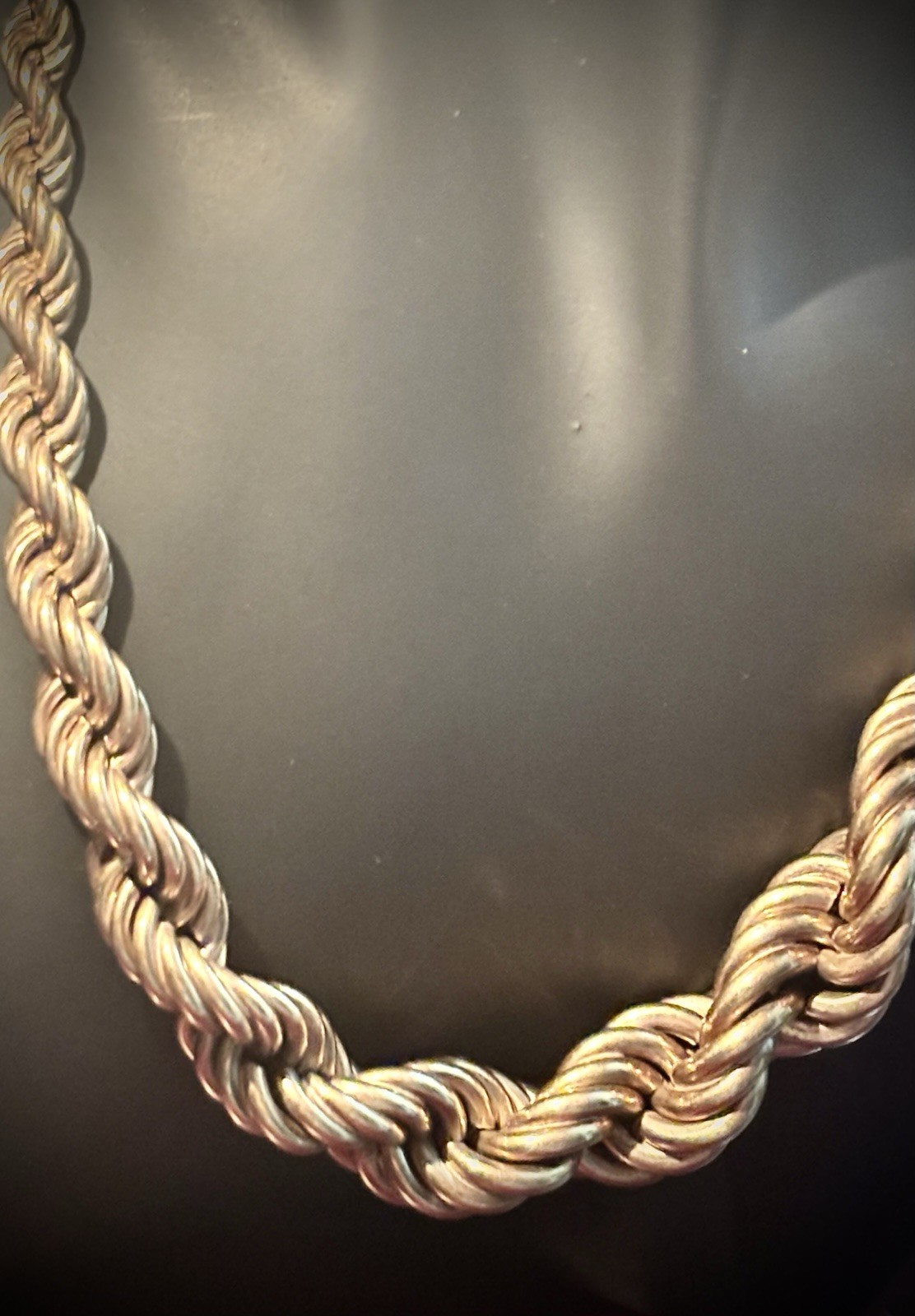 14k “Dookie” Chain Italian Gold Graduated, Double-Twist-Rope Vtg 16in necklace