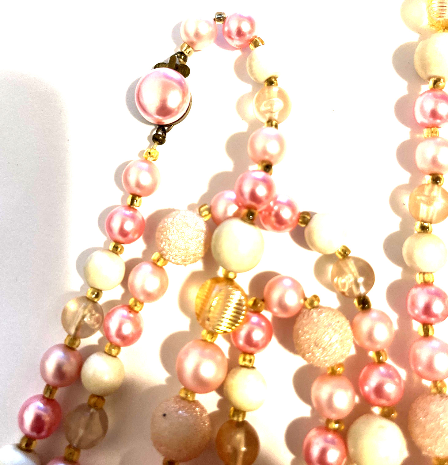 Vintage Single Strand Pastel Colors Necklace 32”