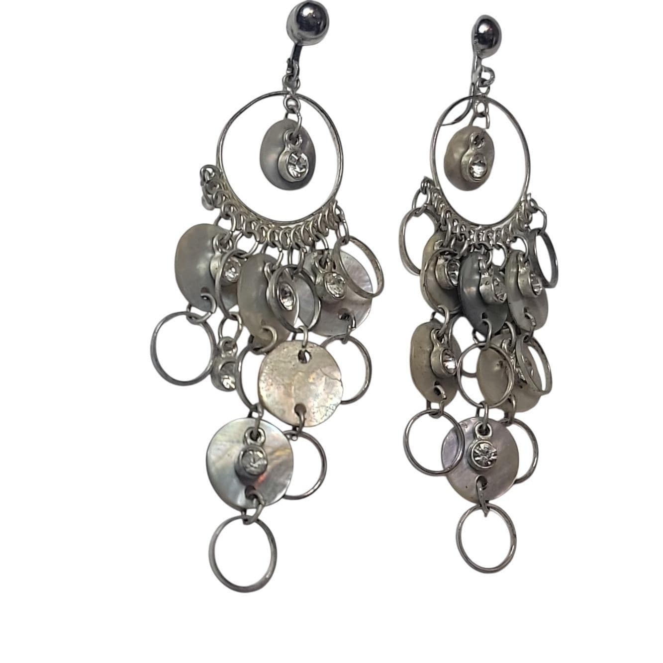 Vintage Mixed Metal Copper Chandelier Earrings Boho Acrylic Bead Dangle