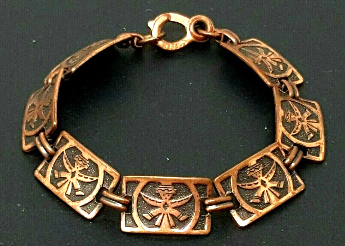 Vintage South Western Solid Copper Link Bracelet 7″