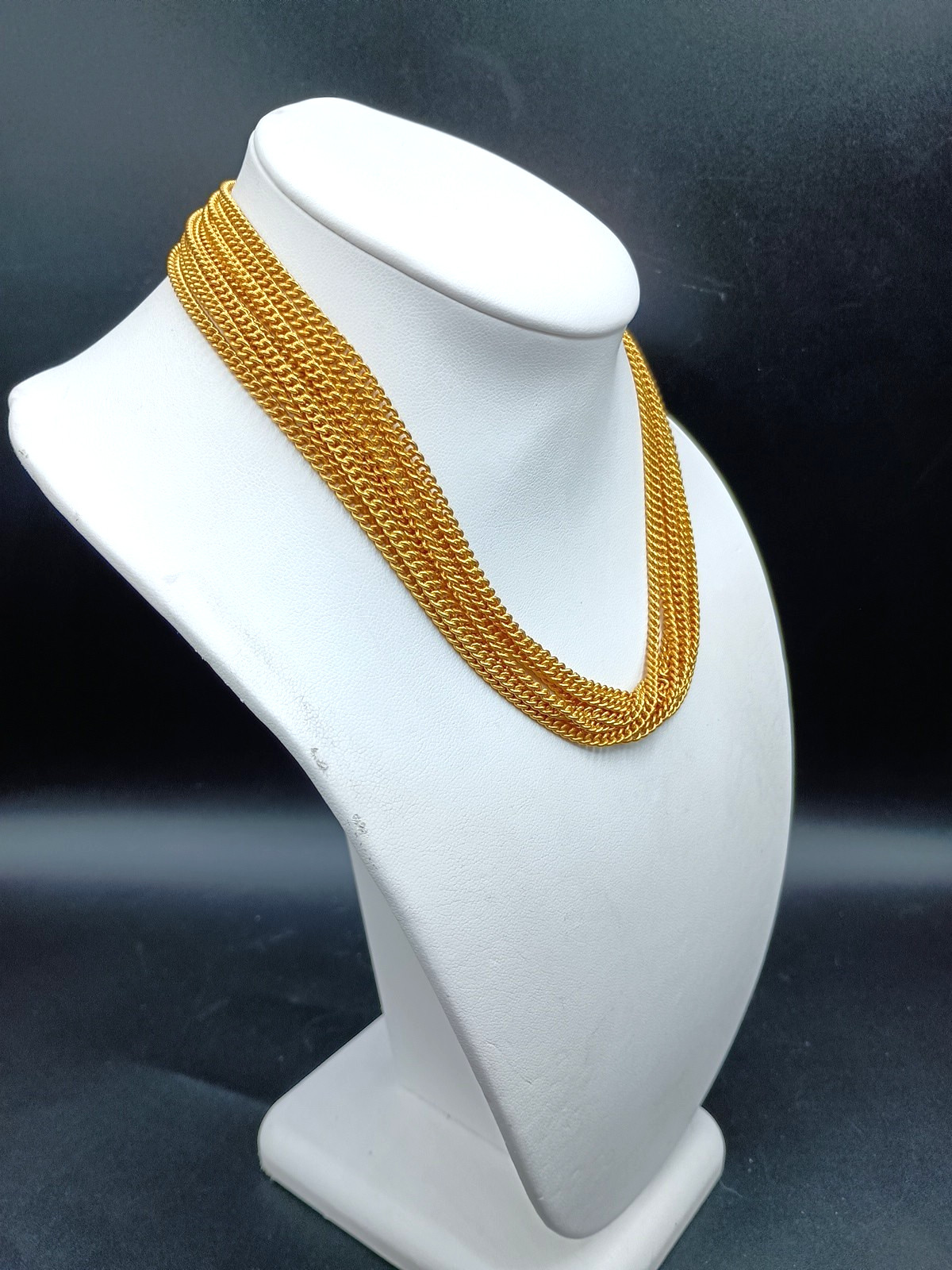 Vintage Gold Tone Collar Necklace Multi Strand Mesh Chain Choker 17″
