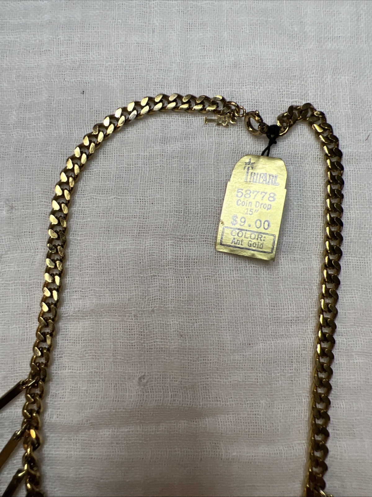 VTG Crown Trifari Jewels Antique Gold Roman Coin Demi Parure Set NOS 1978-85