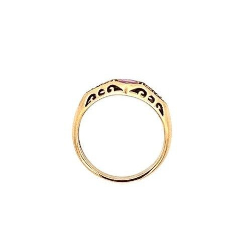 Vintage Red Ruby .78tcw 5 stone Boat ring band 9 karat yellow gold sz 6.75