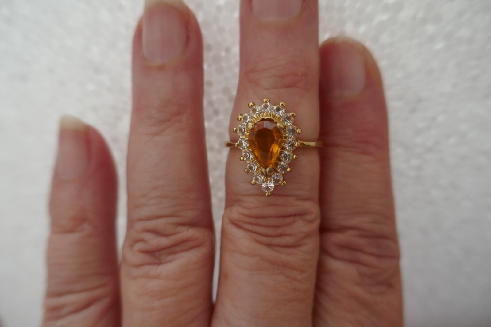 VTG Lot GP Set Citrine & Clear CZ Bracelet Pendant Necklace Enhancer Brooch Ring