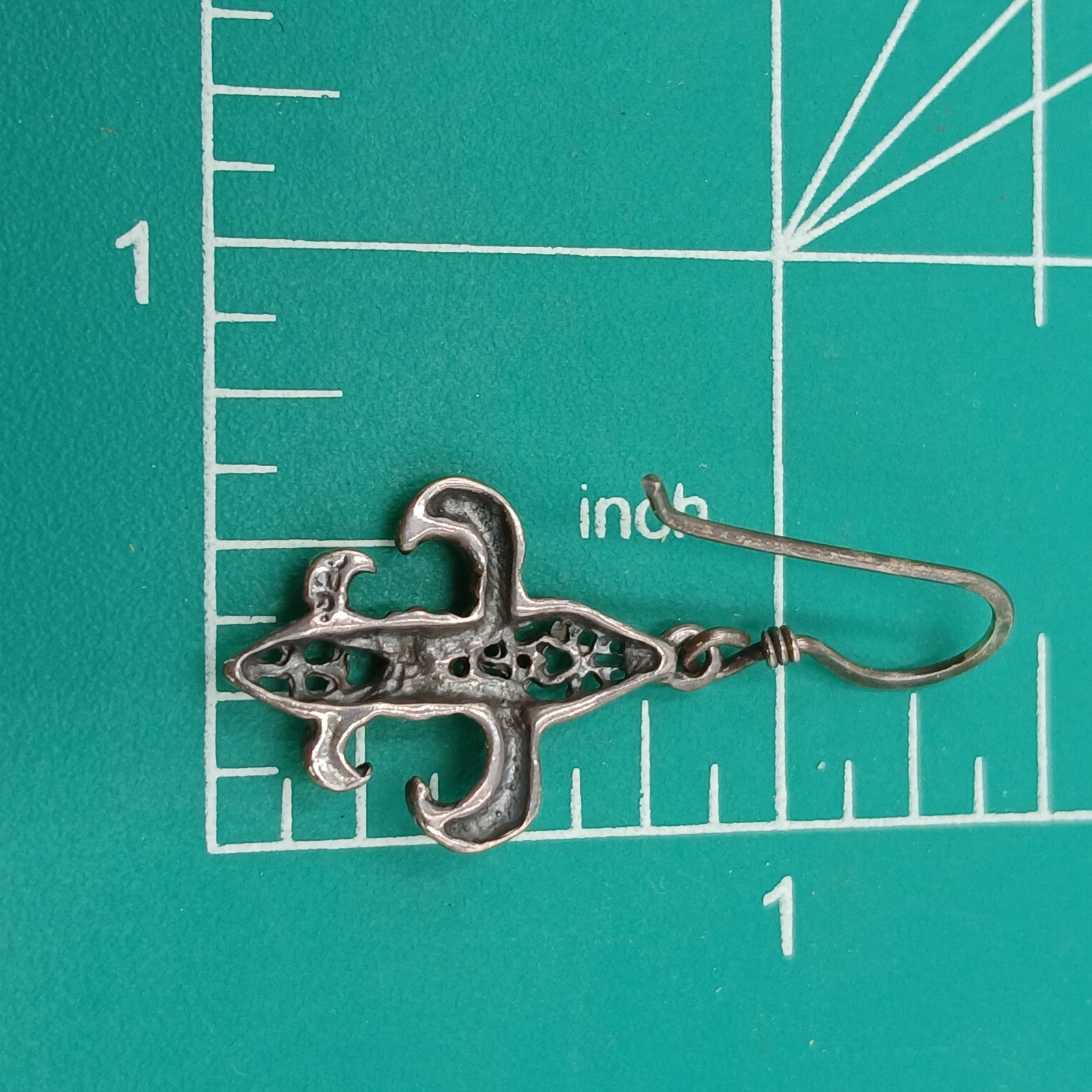 VTG 925 Fleur De Lis Dangle Earrings 1.5in Drop Sterling Silver 2g Estate