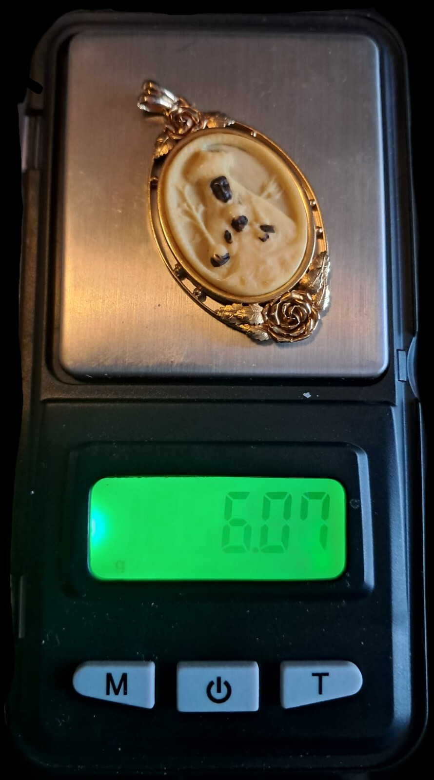 Fine Antique Art Nouveau 18K Gold Black Virgin Mary and Child Pendant Ca 1900