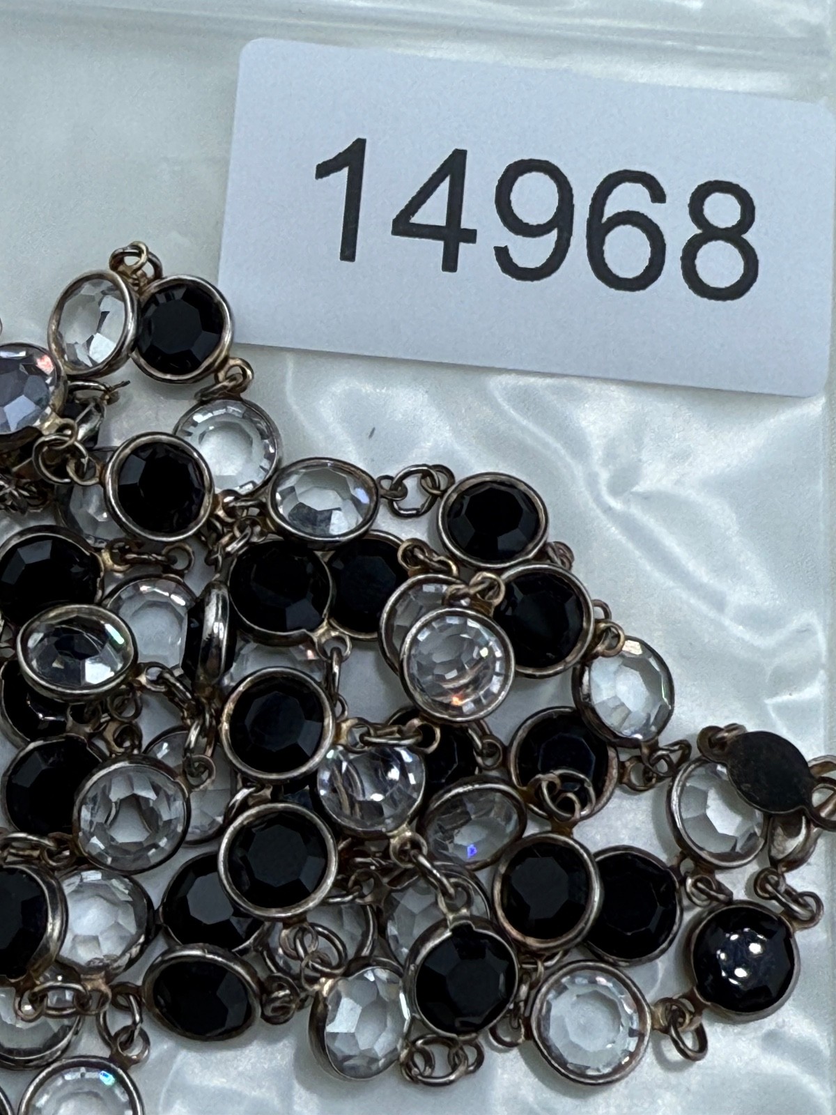 Austrian Crystal Necklace Black Clear Flapper Opera 34”