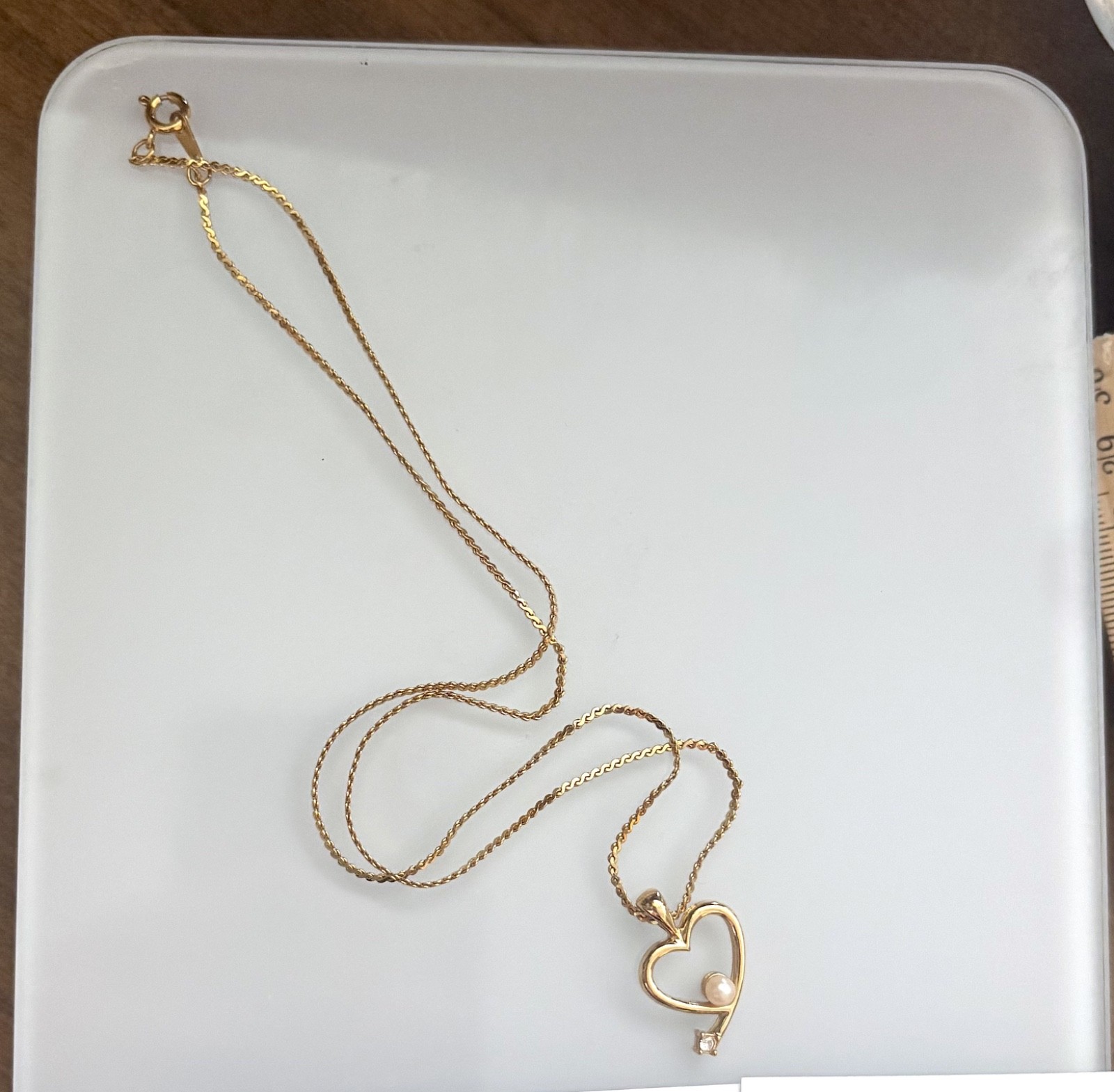 Gold Heart with Faux Pearl Korean 17″ Necklace