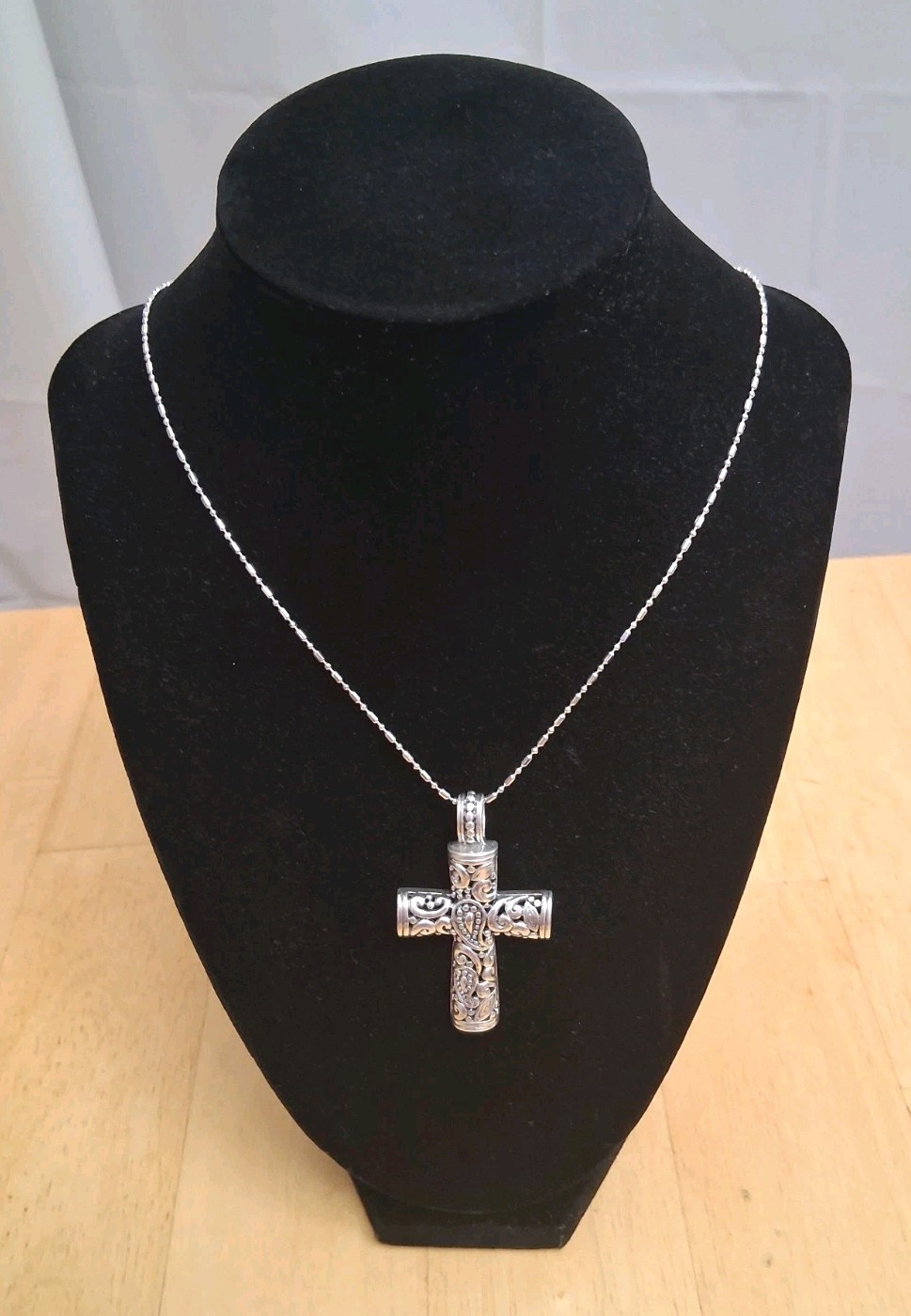 Vintage Kit Heath Sterling Silver Cross Pendant Modern Bohemian Paisley 925 KTH