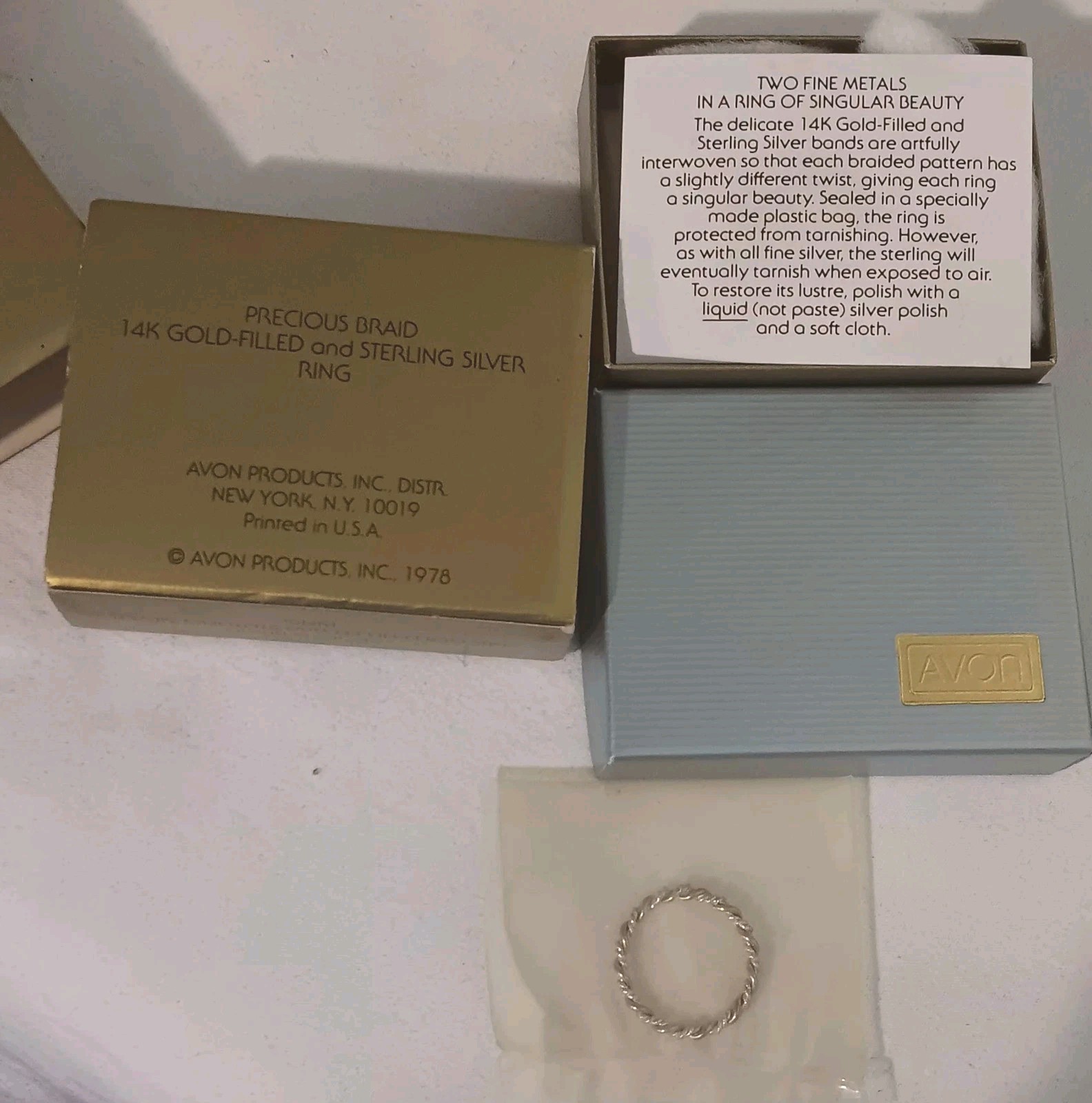 Avon Precious Braid Ring – Braid of 14k Gold-filled & Sterling Silver Size 6 New