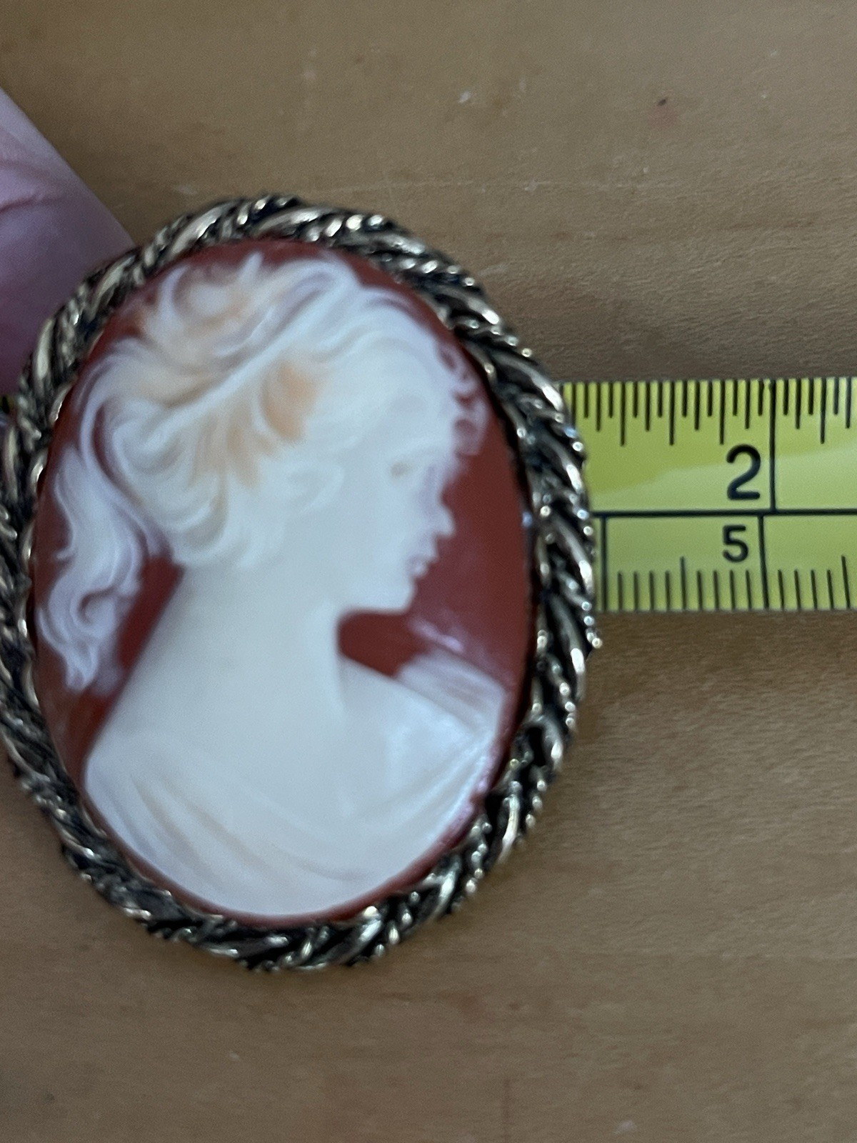 Vintage Gold Tone Orange & Cream Cameo Brooch & Cameo Stick Pin