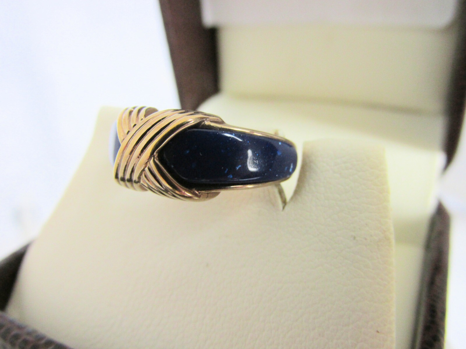 Vintage AVON Faux Lapis Lazuli Inlay Domed Ring SZ 5 (Unsigned)