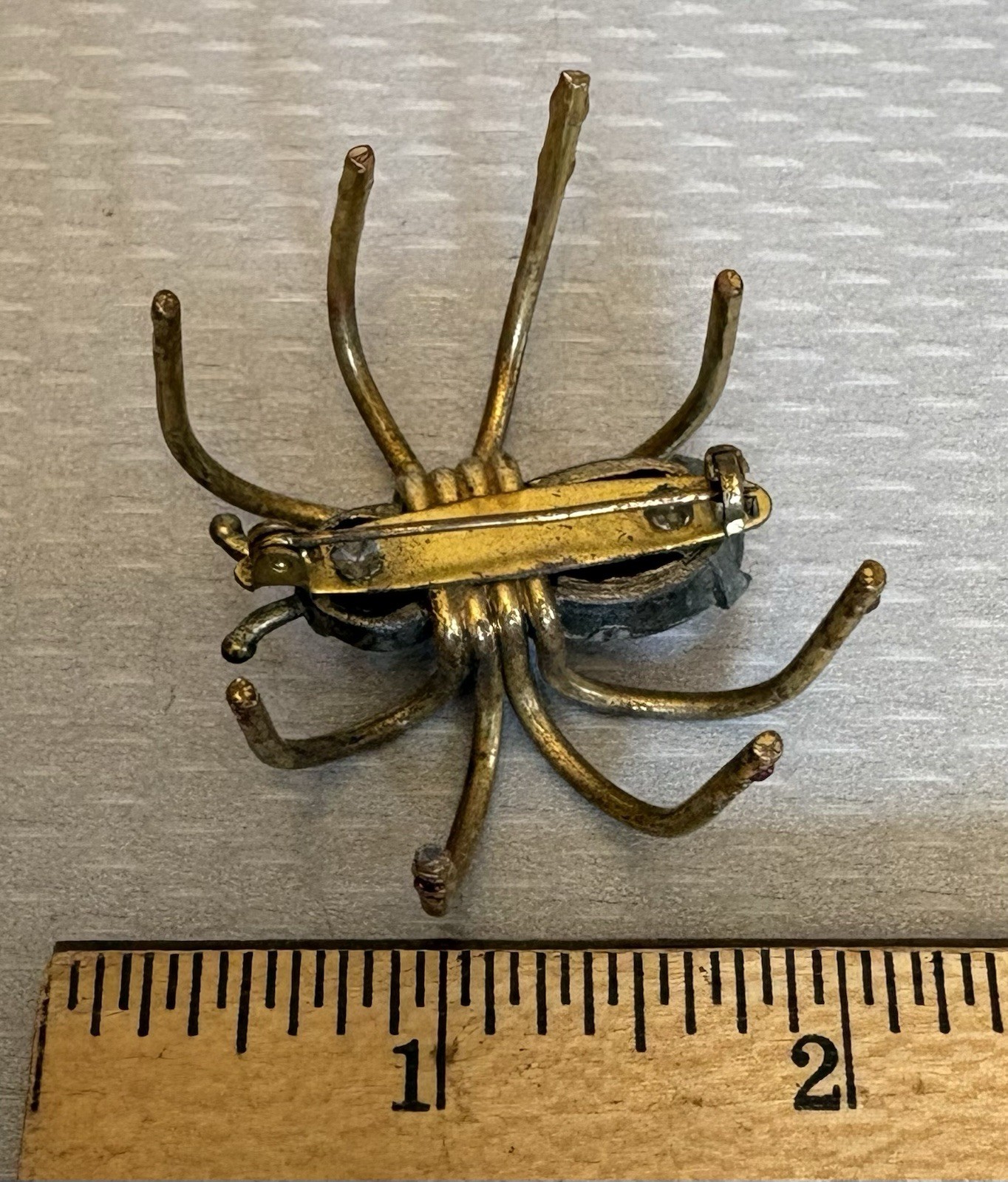 Art Deco Antique Spider Brooch Insect Bug Jewelry Red Plastic Rhinestones READ