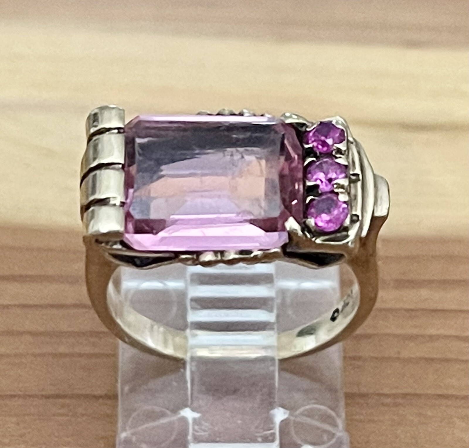 Vintage Retro 40’s-50’s 10K Yellow Gold Topaz, Ruby Stone Cocktail Ring Size 6.5