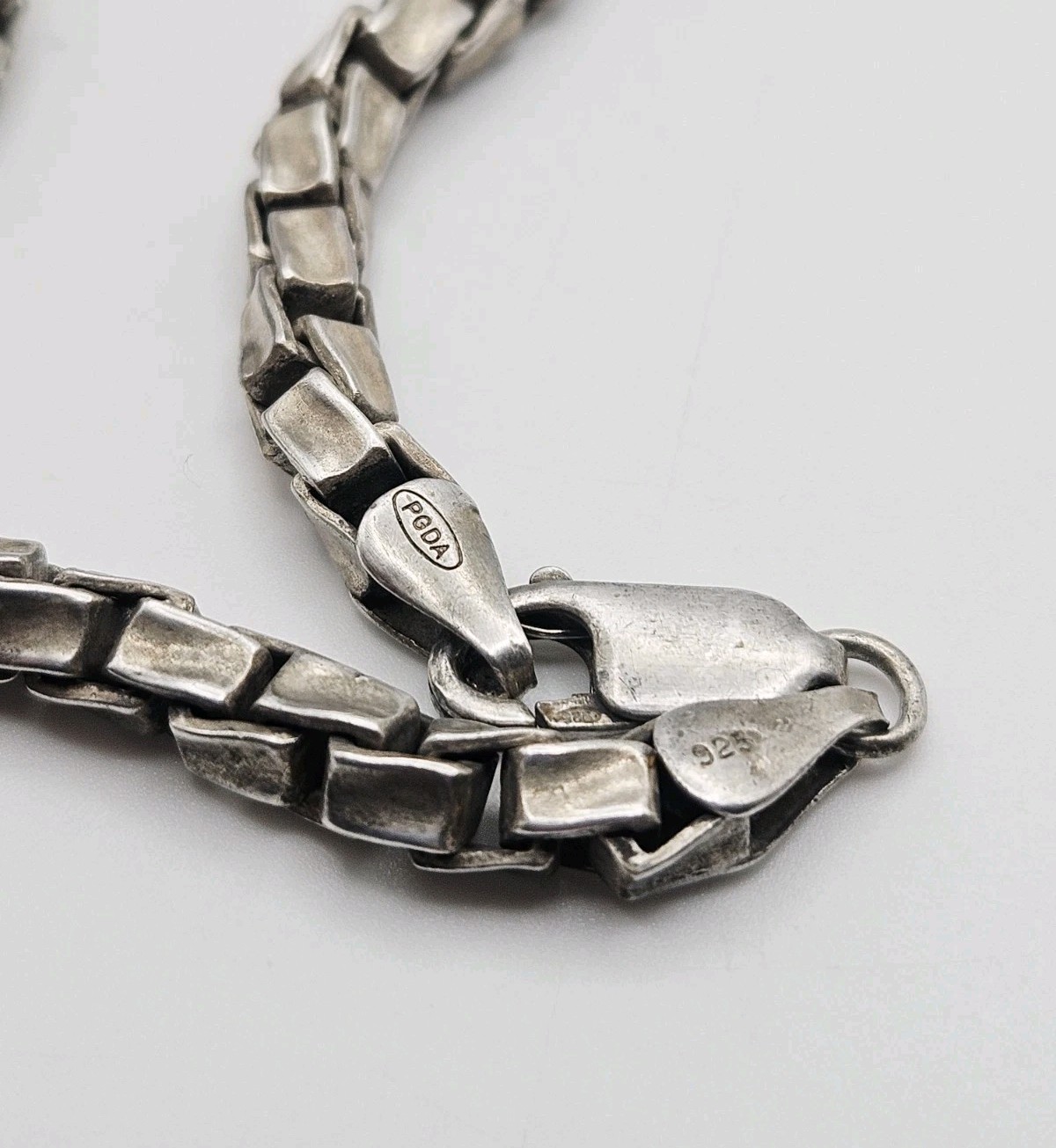 PGDA Italy Sterling Silver Vintage Twisted Box 3.5mm Chain Necklace 27″